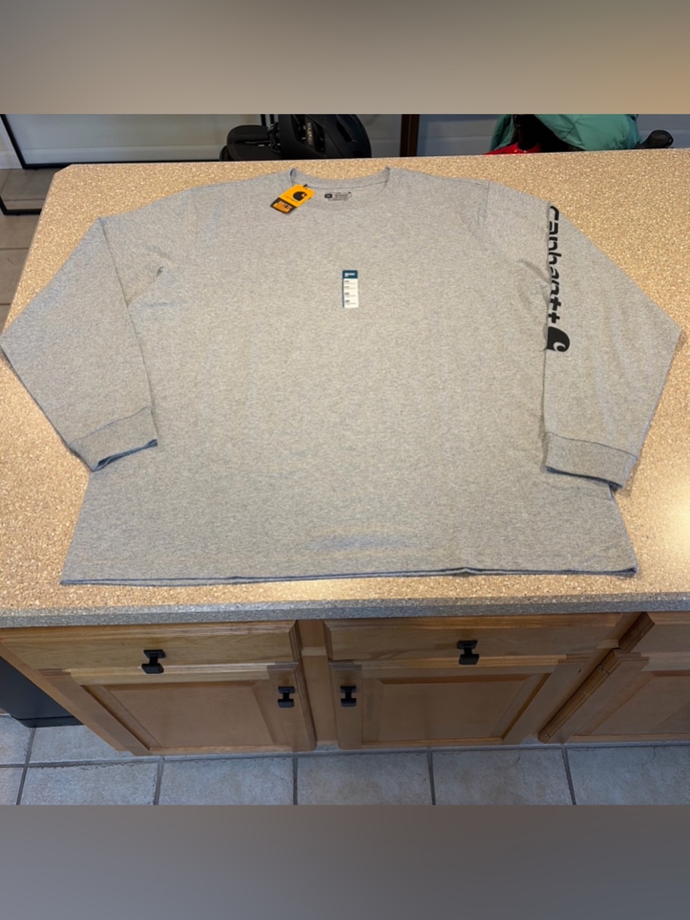 Carhartt Relaxed Fit Heavyweight Long Sleeve Logo Graphic T-Shirt Grey Men’s 2XL